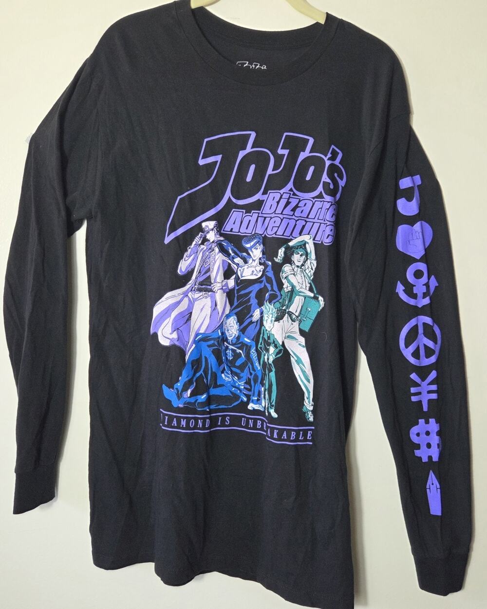 JoJo's Bizarre Adventure: Diamond Is Umbreakable Long-Sleeve T-Shirt Black Sz M